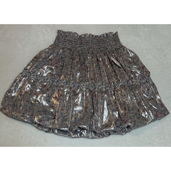 Free People Dresses & Skirts - FREE PEOPLE Pink Gathered Floral Mini Bubble Skirt Lavender Combo Sz XS-NWT